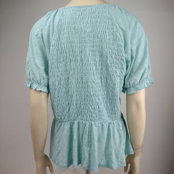 NWT Torrid teal green smocked waist peplum top blouse ladies womens 1X - Picture 6 of 9